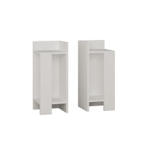 Set de 2 Mesitas de Noche Blancas Immerse, 27x25x60 cm, con 2 Estantes, Diseño Moderno