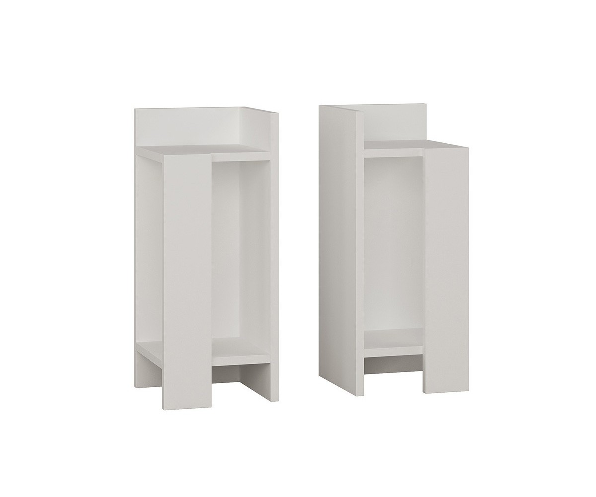 Set de 2 Mesitas de Noche Blancas Immerse, 27x25x60 cm, con 2 Estantes, Diseño Moderno