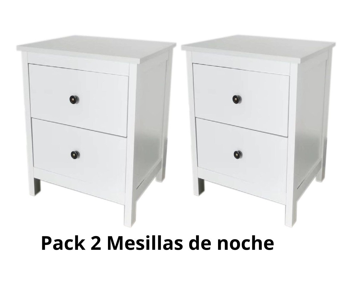 2 Mesitas - Mesillas de Noche dormitorio de 2 Cajones Color Blanco 55Cmx 48Cmx40 Cm