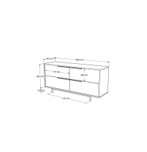 Buffet de Melamina en Color Natural-Negro, 160x44.5x74 cm, Gran Resistencia para un Uso Duradero.