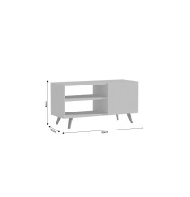 Mueble de TV con 3 Estantes y 1 Puerta de Melamina Color Blanco 90x32x46 cm - Compacto y Elegante para Salón.